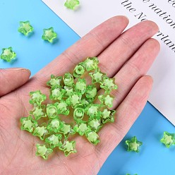 Lime Transparent Acrylic Beads, Bead in Bead, Faceted, Star, Lime, 10.5x11x7mm, Hole: 2mm, about 1280pcs/500g
