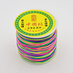 Разноцветный Полиэстеровые шнуры, круглая строка , красочный, 0.8 мм, около 109.36 ярдов (100 м) / рулон