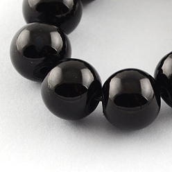 Black Painted Glass Bead Strands, Baking Paint, Round, Black, 6mm, Hole: 1.3~1.6mm, about 133pcs/strand, 31.4 inch