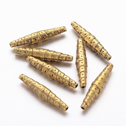Antique Golden Tibetan Style Alloy Beads, Lead Free and Cadmium Free, Tube, Antique Golden, 25x5mm, Hole: 1mm