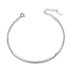 Platinum SHEGRACE Gorgeous Rhodium Plated 925 Sterling Silver Bracelet, with Tube Bead, Platinum, 165mm