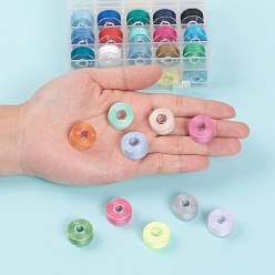 Mixed Color 402 Polyester Sewing Thread, Plastic Bobbins and Clear Box, Mixed Color, 0.1mm, 50m/roll, 36roll/box