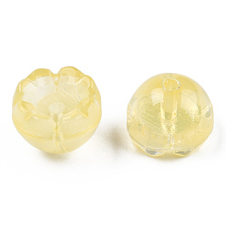 Gold Transparent Spray Painted Glass Beads, Flower, Gold, 9x13x13mm, Hole: 1.6mm