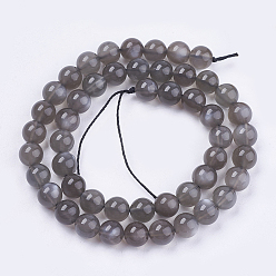 Black Moonstone Natural Black Moonstone Beads Strands, Round, Sunstone, 8mm, Hole: 1mm, about 48pcs/strand, 15.7 inch