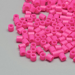 Magenta PE Fuse Beads, DIY Melty Beads, Tube, Magenta, 5x5mm, Hole: 3mm, about 8000pcs/500g