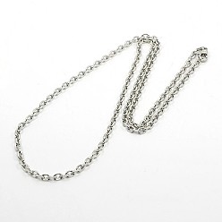 Stainless Steel Color 304 Stainless Steel Necklaces, Cable Chain Necklace, with Lobster Claw Clasps, Stainless Steel Color, 21.6 inch(55cm)
