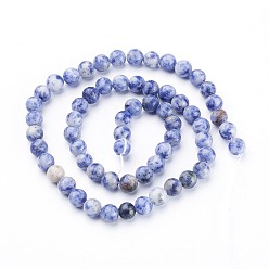 Cornflower Blue Gemstone Beads, Natural Blue Spot Jasper, Round, Cornflower Blue, 6mm, Hole: 0.8mm, about 59pcs/strand, 15 inch