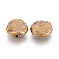 Antique Bronze Tibetan Style Alloy Beads, Cadmium Free & Nickel Free & Lead Free, Wavy Flat Round, Antique Bronze, 12x12x4mm, Hole: 1mm