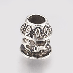 Antique Silver Alloy European Beads, Large Hole Beads, Antique Silver, 11x10mm, Hole: 5mm