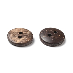 Coconut Brown 2-Hole Natural Coconut Buttons, Flat Round, Coconut Brown, 11x2.5mm, Hole: 1.5mm