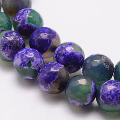 Mauve Natural Fire Crackle Agate Bead Strands, Round, Grade A, Faceted, Dyed & Heated, Mauve, 6mm, Hole: 1mm, about 61pcs/strand, 15 inch