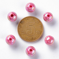 Camellia Opaque Acrylic Beads, AB Color Plated, Round, Camellia, 8x7mm, Hole: 2mm, about 1745pcs/500g