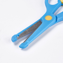 Deep Sky Blue Stainless Steel and ABS Plastic Scissors, Safety Craft Scissors for Kids, Deep Sky Blue, 13.5x6.2cm