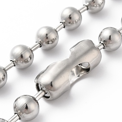 Couleur Acier Inoxydable 304 ensemble collier et bracelet chaîne boule en acier inoxydable, ensemble de bijoux avec fermoir à chaîne boule pour femme, couleur inox, 8-5/8 pouce (22~62 cm), perles: 10 mm