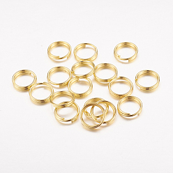 Golden Iron Split Rings, Double Loops Jump Rings, Cadmium Free & Lead Free, Golden, 10x1.4mm, about 8.6mm inner diameter, about 4160pcs/Kg