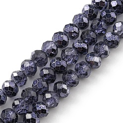 Bleu Marine Perles de verre rondelles à facettes peintes transparentes, bleu marine, 4x3mm, Trou: 1mm, Environ 125 pcs/chapelet, 15 pouce