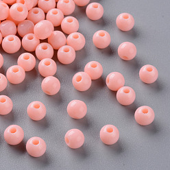 Saumon Clair Perles acryliques opaques, ronde, saumon clair, 6x5mm, Trou: 1.8mm, environ4400 pcs / 500 g
