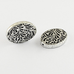 Antique Silver Plated Antique Acrylic Beads, Oval, Antique Silver Plated, 37x28.5x7mm, Hole: 2mm, about 96pcs/500g