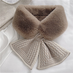 Coffee Women's Polyester Faux Fur Ornate Neck Warmer Scarf, Winter Autumn Collar Scarf Wrap, Triangle Pattern, Coffee, 750x140mm