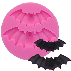 Pink Food Grade Silicone Molds, Fondant Molds, For DIY Cake Decoration, Chocolate, Candy, UV Resin & Epoxy Resin Jewelry Making, Bat, Pink, 56x8mm, Inner Diameter: 38~51mm