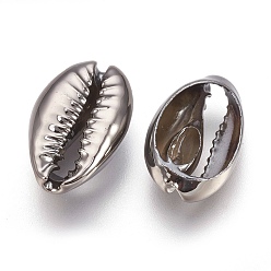 Bronze Perles de coquille galvanisées, cauris, gris anthracite, 15~20x10~12x5~6mm, Trou: 12~14x2~3mm