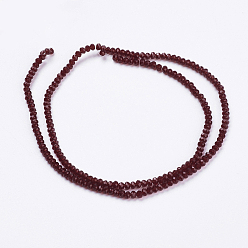 Dark Red Transparent Glass Beads Strands, Faceted, Rondelle, Dark Red, 3x2mm, Hole: 0.8mm, about 185~190pcs/strand, 15.5~16 inch(39.3~40.6cm)