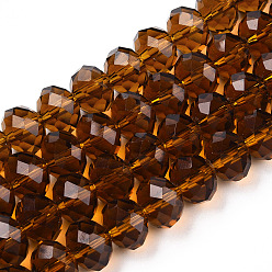 Sienna Handmade Glass Beads, Faceted Rondelle, Sienna, 12x8mm, Hole: 1mm, about 72pcs/strand