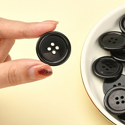 Черный Пуговицы из смолы, окрашенные, плоско-круглые, чёрные, 25x3 мм, отверстия: 2 mm, 98 шт / пакет