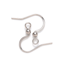 Stainless Steel Color 304 Stainless Steel French Earring Hooks, Flat Earring Hooks, Ear Wire, with Horizontal Loop, Stainless Steel Color, 15~17x18mm, Hole: 2mm, 21 Gauge, Pin: 0.7mm