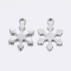 Stainless Steel Color 304 Stainless Steel Charms, Snowflake, Stainless Steel Color, 12x9x0.8mm, Hole: 1.2mm