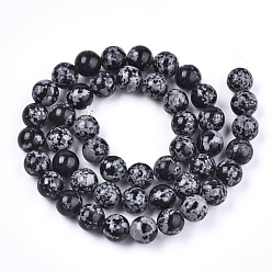 Black Synthetic Turquoise Beads Strands, Imitation Snowflake Obsidian, Dyed, Round, Black, 8.5mm, Hole: 1mm, about 46pcs/strand, 14.76 inch(37.5cm)