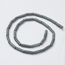 Serpentine Natural Serpentine/Green Lace Stone Beads Strands, Tube, 13~14x3.5~5mm, Hole: 1mm, about 29pcs/strand, 15.1~15.7 inch(385~400mm)