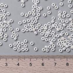 (RR471) White Pearl AB MIYUKI Round Rocailles Beads, Japanese Seed Beads, (RR471) White Pearl AB, 8/0, 3mm, Hole: 1mm, about 422~455pcs/bottle, 10g/bottle