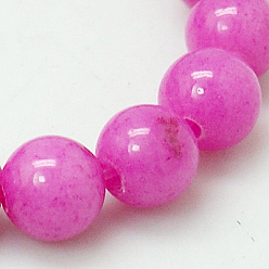 Magenta Perles Mashan naturel rondes de jade brins, teint, magenta, 12mm, Trou: 1mm, Environ 34 pcs/chapelet, 15.7 pouce