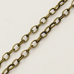 Antique Bronze Iron Cable Chains, Unwelded, Flat Oval, with Spool, Antique Bronze, 5x3x0.8mm, about 328.08 Feet(100m)/roll
