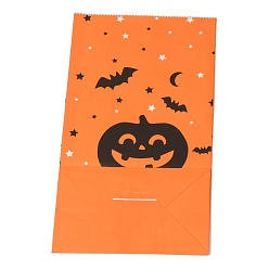 Pumpkin Halloween Theme Kraft Paper Bags, Gift Bags, Snacks Bags, Rectangle, Pumpkin Pattern, 23.2x13x8cm