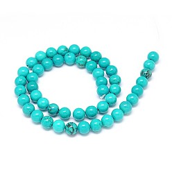 Medium Turquoise Natural Magnesite Round Bead Strands, Dyed & Heated, Medium Turquoise, 8mm, Hole: 1mm, about 48pcs/strand, 15.55 inch