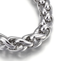 Stainless Steel Color 304 Stainless Steel Wheat Chain Bracelets, with Lobster Claw Clasps, Stainless Steel Color, 8-5/8 inch(22cm)