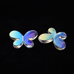 Clear AB Transparent Acrylic Beads, AB Color, Butterfly, Clear AB, 34x44x8mm, Hole: 3mm