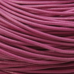 Pale Violet Red Cowhide Leather Cord, Leather Jewelry Cord, Jewelry DIY Making Material, Round, Dyed, Pale Violet Red, 1mm