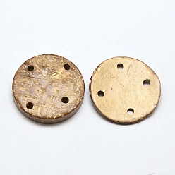 BurlyWood Dyed Flat Round 4-Hole Coconut Buttons, BurlyWood, 30x4~6mm, Hole: 3mm