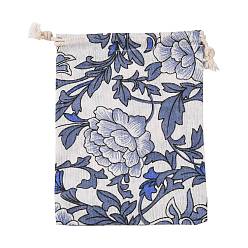 Bleu Ardoise Sachets d'emballage de jute, sacs à cordonnet, bleu ardoise, 17.3~18.2x13~13.4 cm