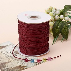Dark Red Nylon Thread, Round, Chinese Knotting Cord, Beading String, for Bracelet Making, Dark Red, 1.5mm, about 140yards/roll
