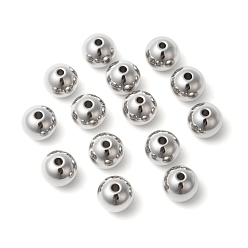 Stainless Steel Color 304 Stainless Steel Solid Beads, Round, Stainless Steel Color, 8mm, Hole: 1.5mm