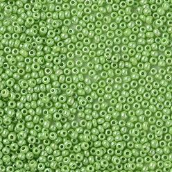 Весенне-зеленый 11/0 чешский непрозрачный стеклянный бисер, lustered, круглые, весенний зеленый, 2.2x1.5 мм, отверстие : 0.7 мм, о 500 г / мешок