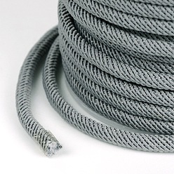 Light Grey Round Polyester Cords, Light Grey, 4mm, about 21.87 yards(20m)/roll