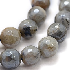 Labradorite Natural Labradorite Beads Strands, Faceted, Round, 8mm, Hole: 0.8mm, about 48pcs/strand, 15.35 inch(39cm)