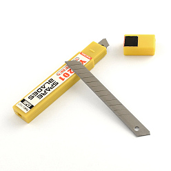Yellow 60# Stainless Steel Utility Knives with Plastic Covers, Yellow, 85x9x0.5mm, 10pcs/box