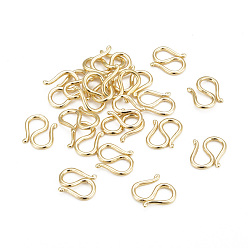 Real 18K Gold Plated Brass S-Hook Clasps, Nickel Free, Real 18K Gold Plated, 14x11x1.5mm