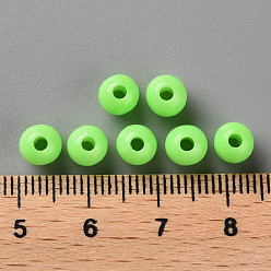 Lime Opaque Acrylic Beads, Round, Lime, 6x5mm, Hole: 1.8mm, about 4400pcs/500g